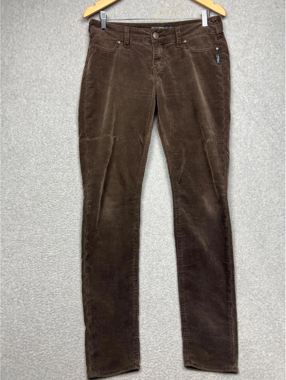 Vintage Silver Suki Womens Skinny Corduroy Pants 29Wx31L Western Brown Casual